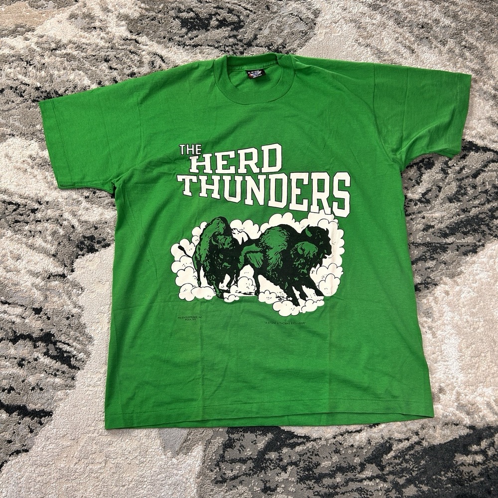 Vintage 80s Marshall University Thundering Herd XL Screen Stars Single Stitch
